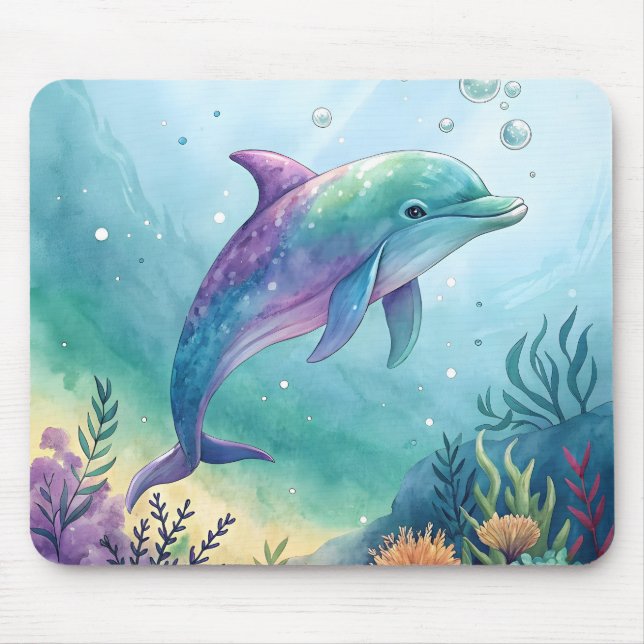 Mousepad golfinho pintado à aquarela (Frente)