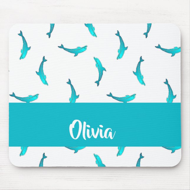 Mousepad Golfinhos azuis em branco (Frente)