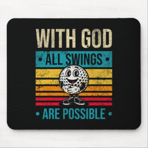 Mousepad Golfista Cristão Com Deus Todos os Swing São Possí