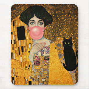 Mousepad Goma de bolhas rosa com goma de gato preto Gustav