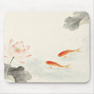 Mousepad Gongbi Lotus Koi Arte Oriental Minimalista Tapete
