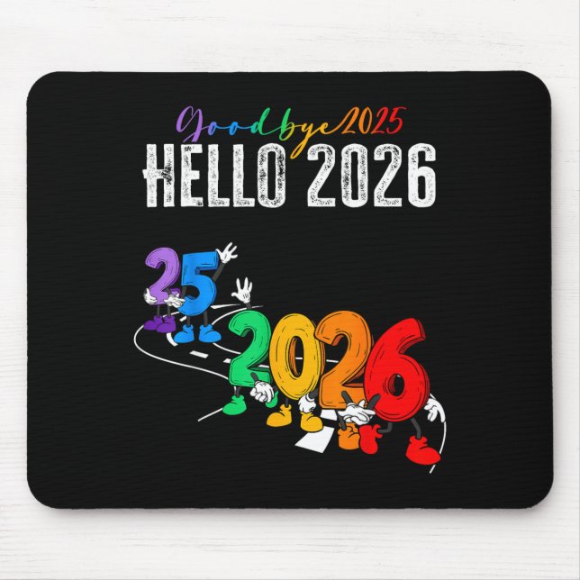 Mousepad Goodbye 2025 Hello 2026 Funny Cartoon New Year Boy (Frente)