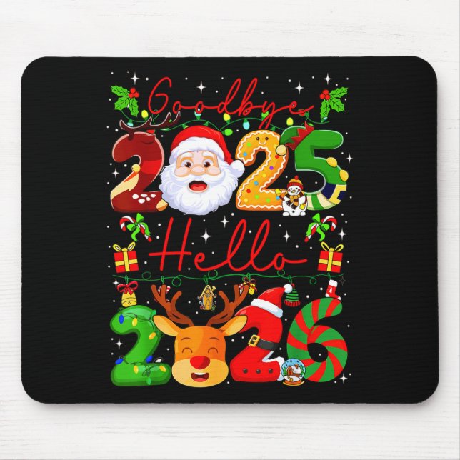 Mousepad Goodbye 2025 Hello 2026 Happy New Year Christmas F (Frente)