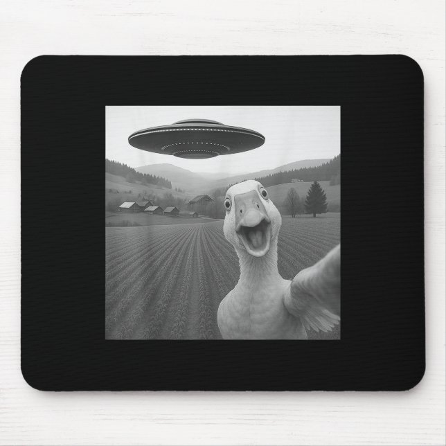Mousepad Goose Selfie Com Alienígena Ufo Engraçado Para Hom (Frente)