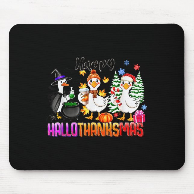Mousepad Gooses Halloween Thanksgiving Christmas Happy Hall (Frente)
