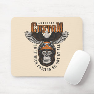 Mousepad Gorila Americano de Motoqueiro Vintage Águia