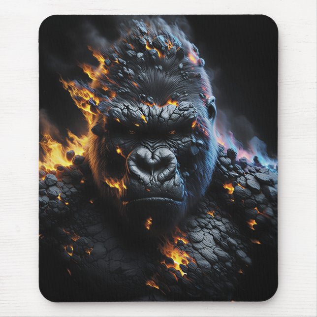 Mousepad Gorila Inferno – Arte Digital de Fera de Lava Arde (Frente)
