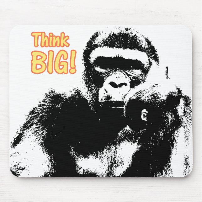 Mousepad Gorilla de Arte Pop moderna pensa grande motivação (Frente)