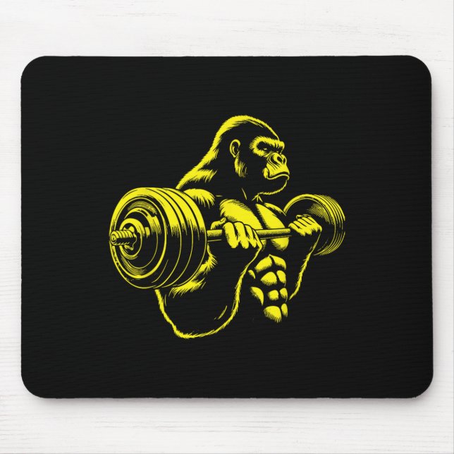 Mousepad Gorilla Monkey Gym Weight Lifting Bodybuilding Wor (Frente)