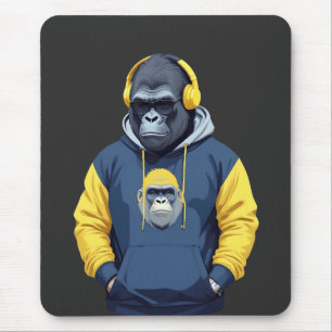 Mousepad Gorilla Vestindo Hoodie Funny Legal Caráter Animal