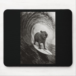 Mousepad Gorra de surfe engraçada selfie capivara no quadro