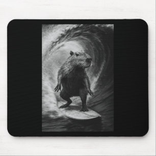 Mousepad Gorro Divertido de Surf Capivara Selfie Prancha de