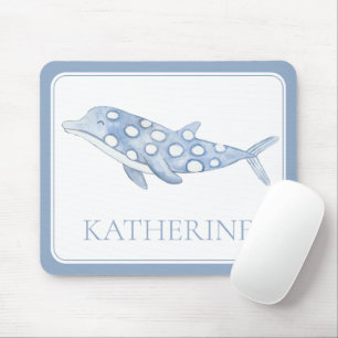 Mousepad Gota de Golfinho Azul de Aquarela Costeira
