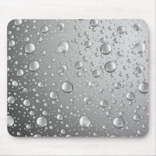 Mousepad Gotas de Abstrato de Cinza de de prata metálica