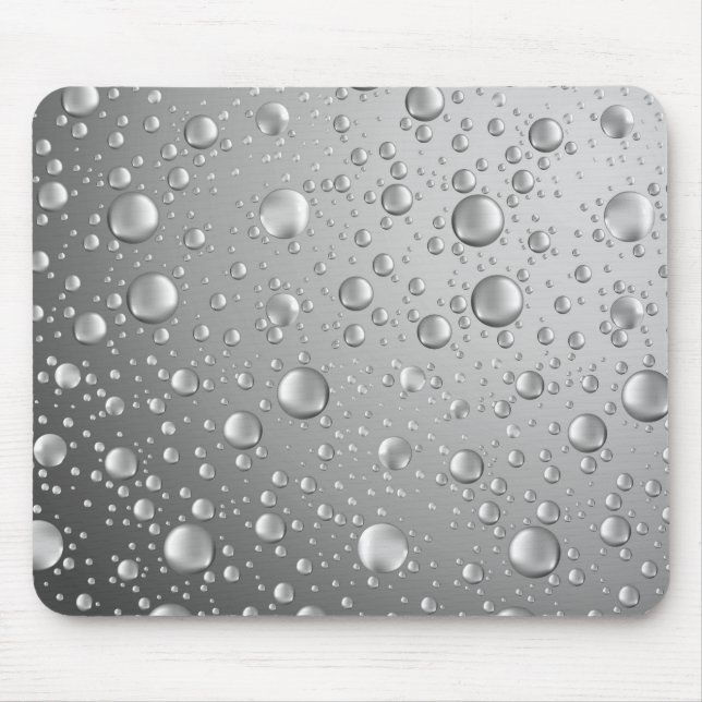 Mousepad Gotas de Abstrato de Cinza de de prata metálica (Frente)