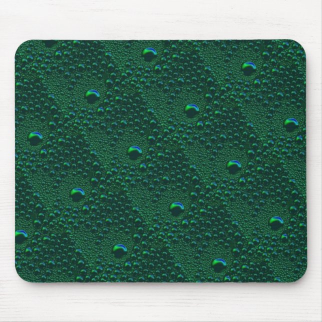 Mousepad Gotas de Água em Metal Verde (Frente)