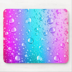 Mousepad Gotas de Água Gradiente Azul-Quente e Rosa-Quente