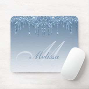 Mousepad gotas de brilho azul personalizadas