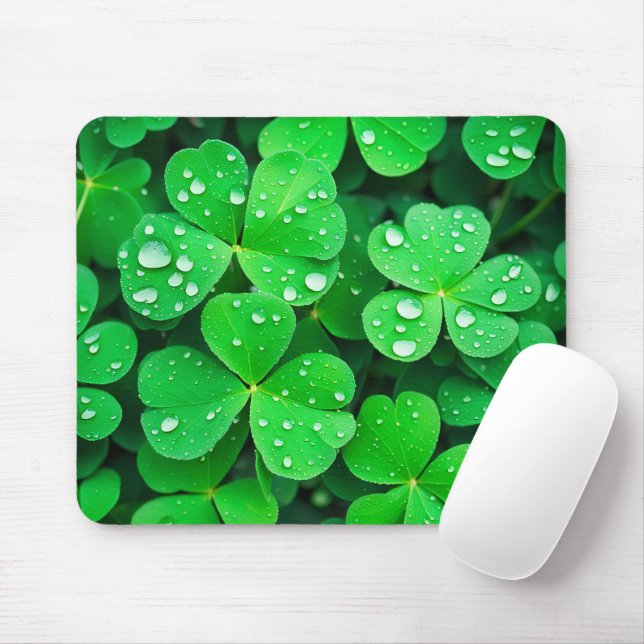 Mousepad Gotas De Chuva Em Vestuário De Quatro Folhas (Com mouse)