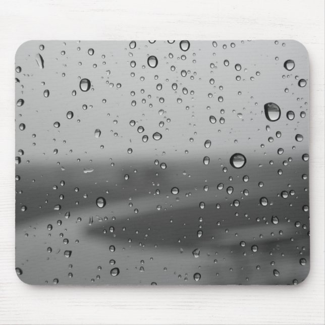 Mousepad Gotas De Chuva No Fundo Prateado (Frente)