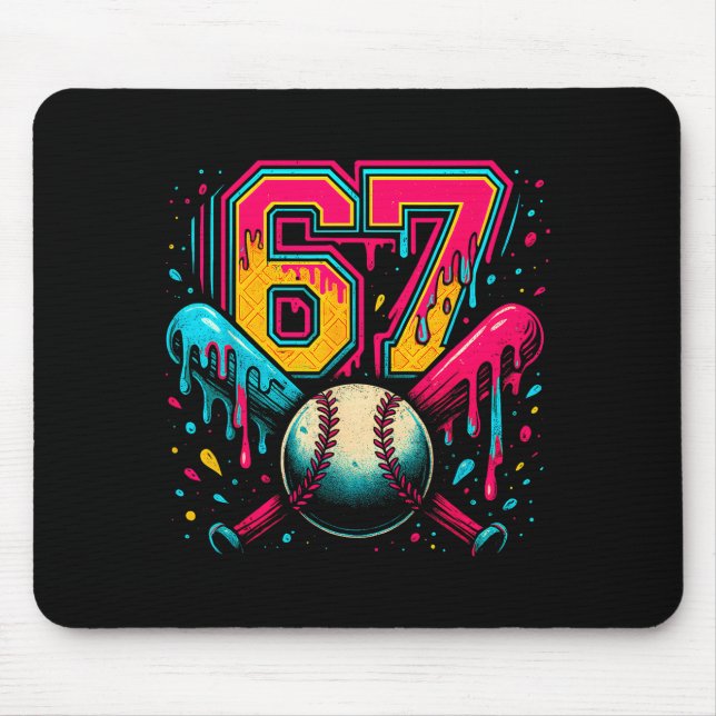 Mousepad Gotejamento de Beisebol 6 7 Número 67 Seis Sete Me (Frente)
