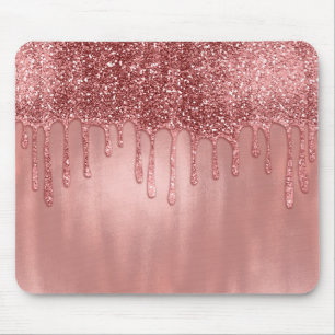 Mousepad Gotejando em Brilho de Ouro Rosado Gotas Rosadas L