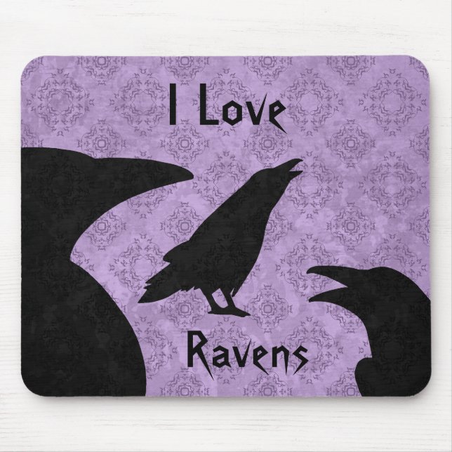 Mousepad Gothi I Love Ravens (Frente)