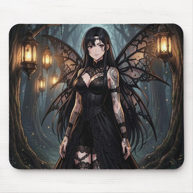 Mousepad Gothic Anime Garota Fada na Floresta Encantada (Frente)