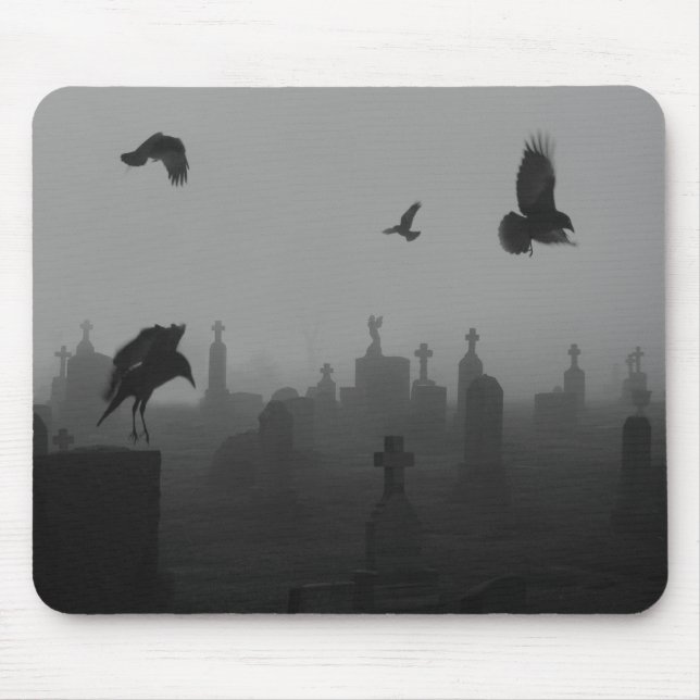 Mousepad Gothic Crows In Monochrome (Frente)