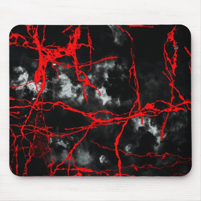 Mousepad Gótico da Noite de Horror - Preto e Branco, Vermel (Frente)