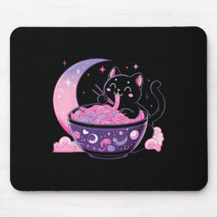 Mousepad Gótico de Pastel Aestético Kawaii Cat Comendo Rame