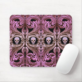 Mousepad Gótico - Ornament Rosa com Crânio