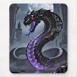 Mousepad Gótico Serpente Negro Brilhante Neon Roxo Fantasia