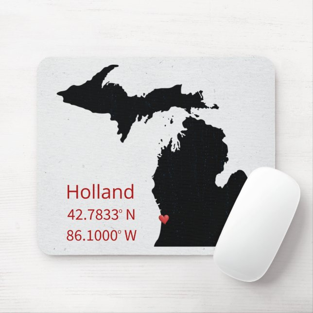 Mousepad GPS Coordinates of Holland Michigan (Com mouse)