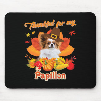 Mousepad Graças ao meu cachorro de Papillon, dia de Ação de