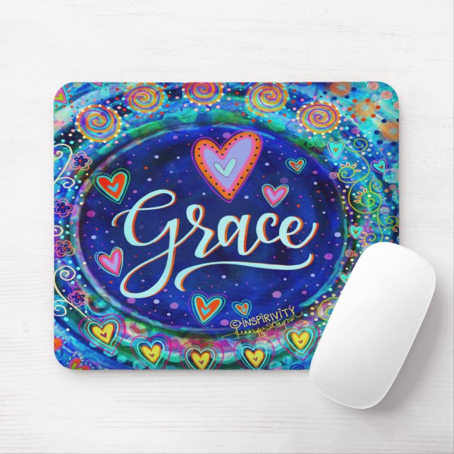 Mousepad Grace Blue Modern Whimsical Inspirivity (Com mouse)