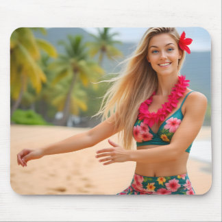 Mousepad Grace em Movimento: A dança do lado da praia de He