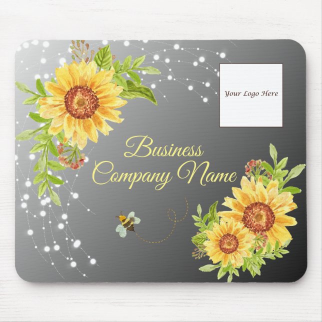 Mousepad Gradiente de Girassol Amarelo Bonito Negócios Pers (Frente)