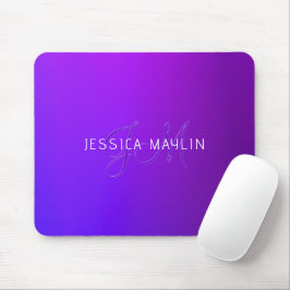 Mousepad Gradiente de roxo moderno com nome e monograma