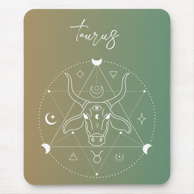 Mousepad Gradiente de sigla de estrela do horóscopo Taurus  (Frente)