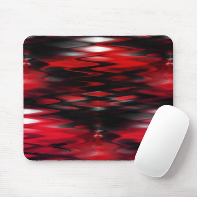 Mousepad Gradiente vermelho a negro que forma abstrato zigz (Com mouse)