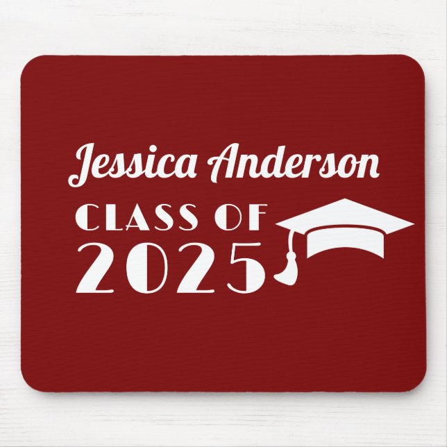Mousepad Graduação Personalizada Maroon e White (Frente)