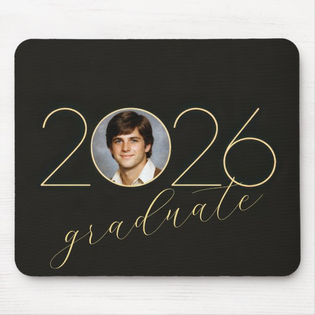 Mousepad Graduate 2026 Photo Frame on Black (Frente)