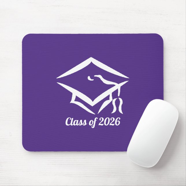Mousepad Graduation Class of 2025 PURWHT Customize Year (Com mouse)