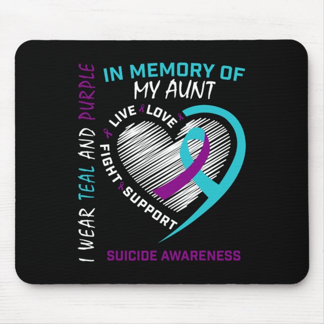 Mousepad Gráfico Cardíaco Em Memória Da Consciência Do Suic (Frente)