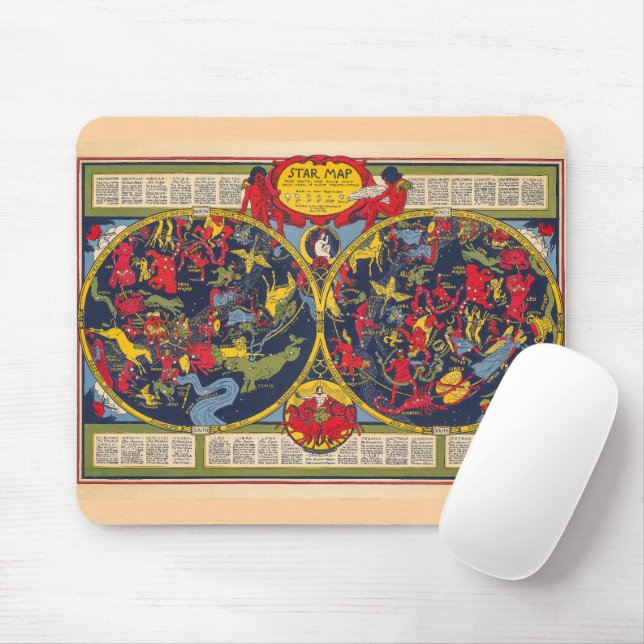 Mousepad Gráfico Celestial de Constelações de Mapa do Vinta (Com mouse)