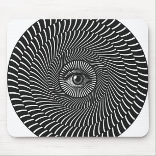 Mousepad Gráfico circular de olho preto e branco