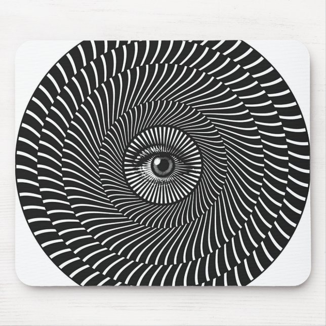 Mousepad Gráfico circular de olho preto e branco (Frente)