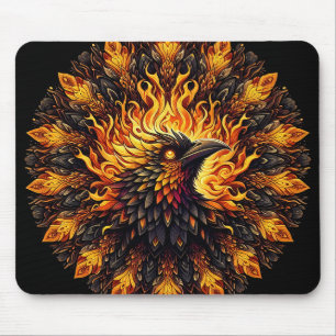 Mousepad Gráfico Circular Phoenix Flaming