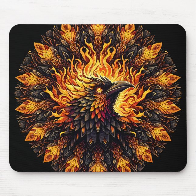 Mousepad Gráfico Circular Phoenix Flaming (Frente)